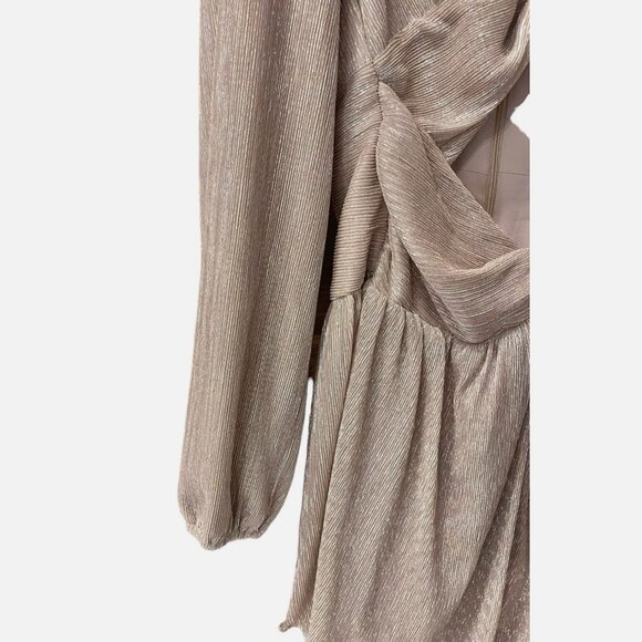 Revolve Lovers & Friends NWT Josephine Rose Gold Metallic Cut Out Mini Dress L - Picture 6 of 11